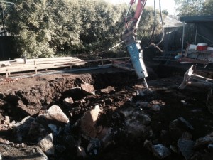 Rock breaking for house footings